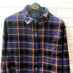 NWT Prana Golden Canyon Blue Orange Long Sleeve Flannel 100% Cotton Button Down